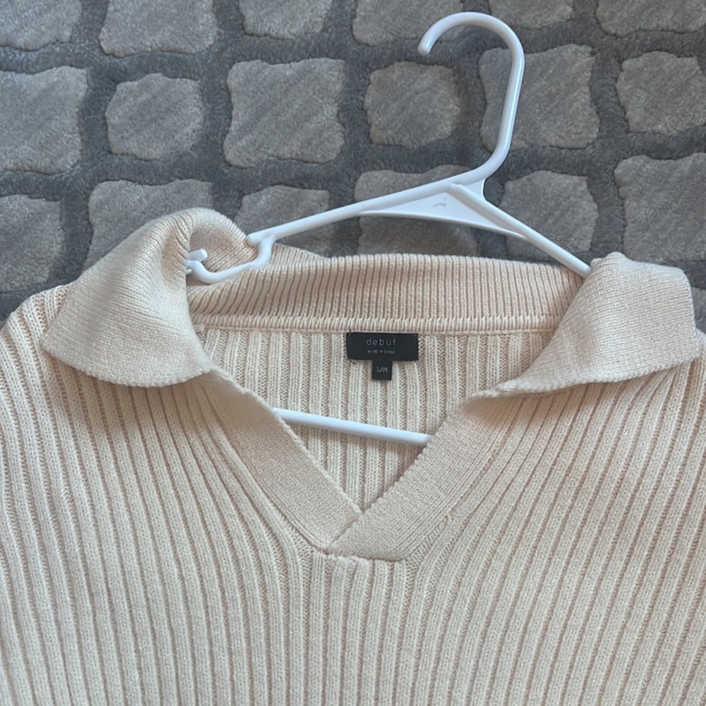 Long Sleeve Cropped Collared Sweater - image 2